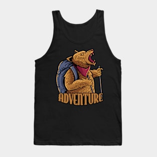 Adventure Bear Hiking Hiker Camper Mountain Hike Forest Tank Top